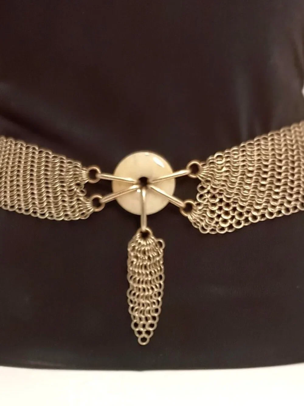 Ferrara Whiting & Davis Antique Gold Ring Mesh Belt/Necklace